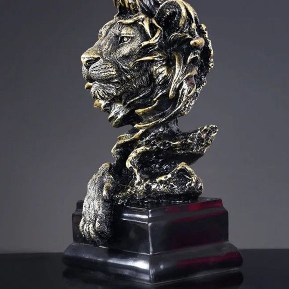 Lion King Head Statue | Home Office Table Desk Decor Figurine Collectible #1218 - Picture 3 of 5